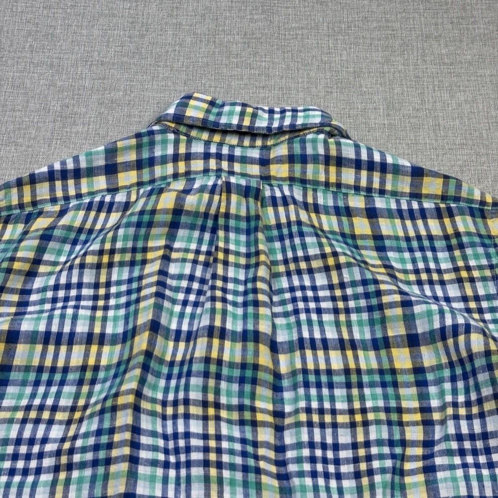 Brooks Brothers Linen Button-Up Shirt Mens L Multicolor Plaid Short Sleeve - Picture 9 of 9